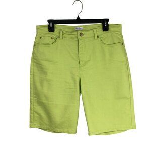 Jaclyn Smith Denim Bermuda Shorts Stretch Casual Summer Bright Green Size 10